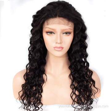 Virgin Hair Vendors Cuticle Aligned Brazilian Hair Wig Black Long Water Wave Human Hair Lace Front Wig Free Sample Fast Shipping